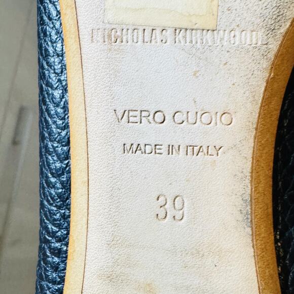 Nicholas Kirkwood Shoes Womens 9 Black Leather Beya Pointed Toe Loafers Slip On - Picture 11 of 12